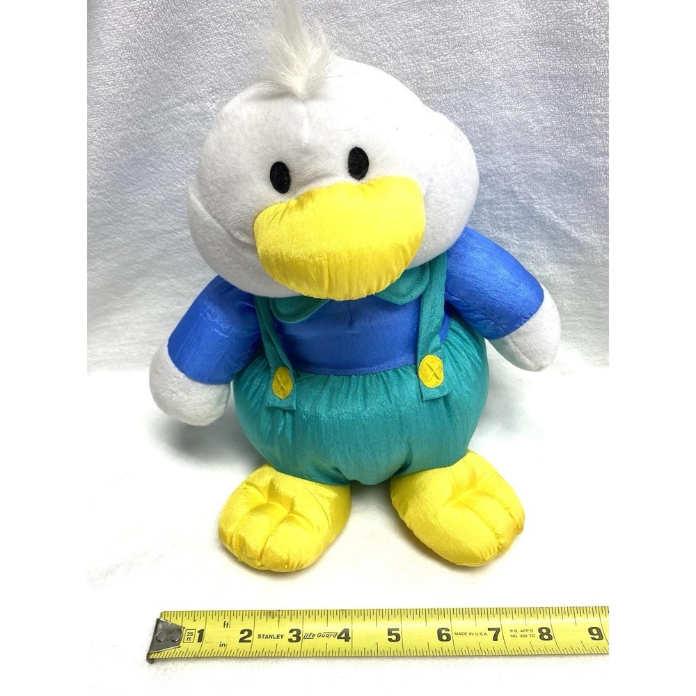Vintage 1994 Gibson Duck Boy Plush Stuff Parachute Nylon Overalls Spring